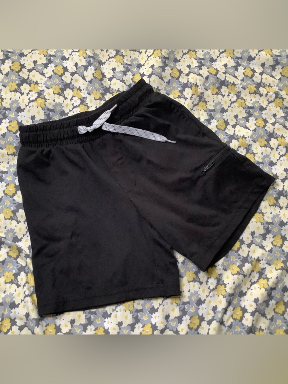 Athletic Works Black Men's Athletic Shorts with White Drawstring